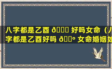 八字都是乙酉 🐋 好吗女命（八字都是乙酉好吗 🌺 女命婚姻如何）